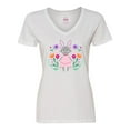 thumbnail image 1 of Inktastic Easter Scandinavian Bunny with Flowers Women's V-Neck T-Shirt, 1 of 5