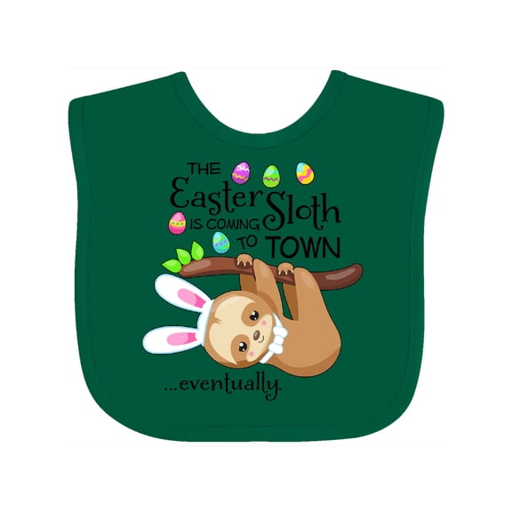 Inktastic Easter Sloth with bunny ears- funny Boys or Girls Baby Bib