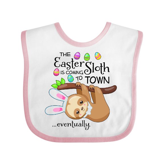 Inktastic Easter Sloth with bunny ears- funny Boys or Girls Baby Bib