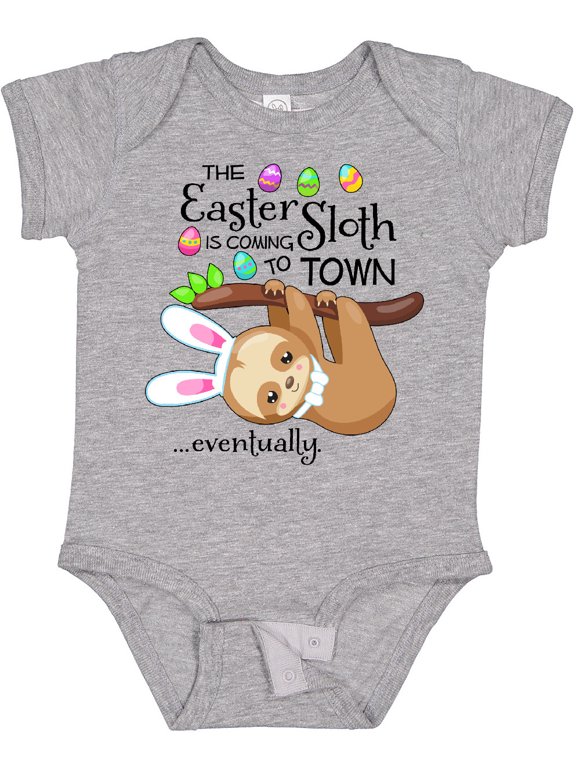Easter Sloth with bunny ears- funny Boys or Girls Baby Bodysuit