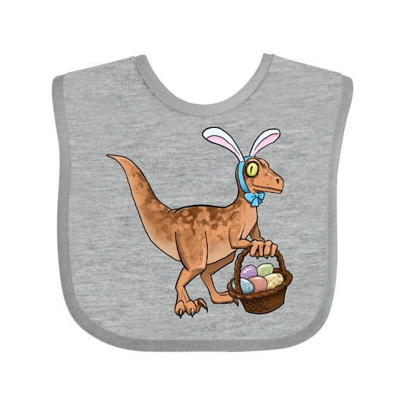 Inktastic Easter Velociraptor with Bunny Ears Boys or Girls Baby Bib