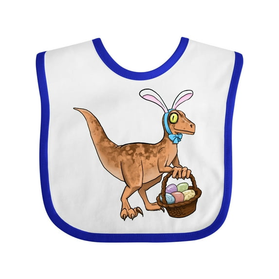 Inktastic Easter Velociraptor with Bunny Ears Boys or Girls Baby Bib