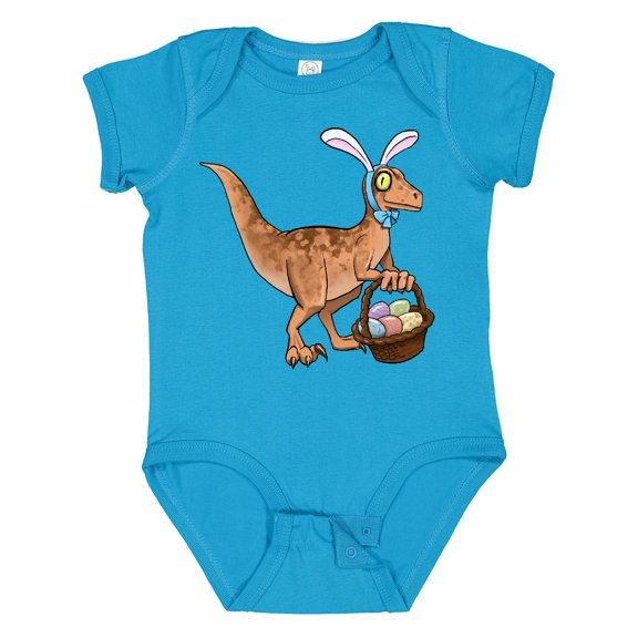 Inktastic Easter Velociraptor with Bunny Ears Boys or Girls Baby Bodysuit