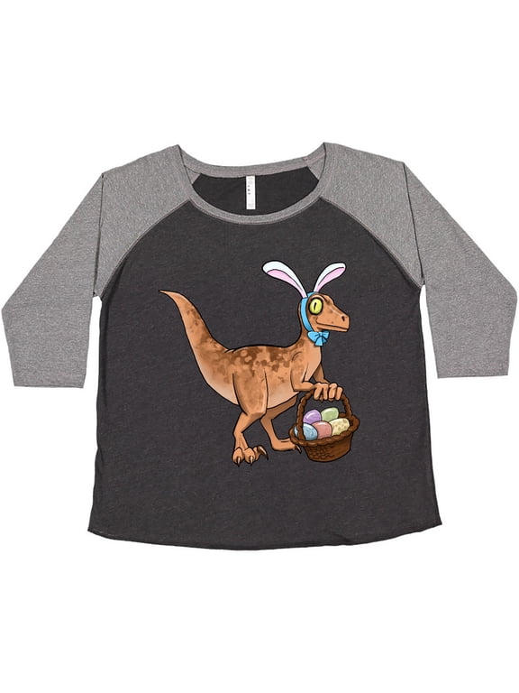 Easter Velociraptor with Bunny Ears Women's Plus Size T-Shirt