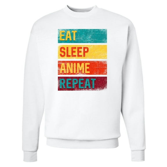 Inktastic Eat Sleep Anime Repeat Adult Sweatshirt