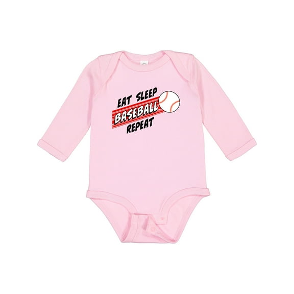 Inktastic Eat, Sleep, Baseball, Repeat Boys or Girls Long Sleeve Baby Bodysuit