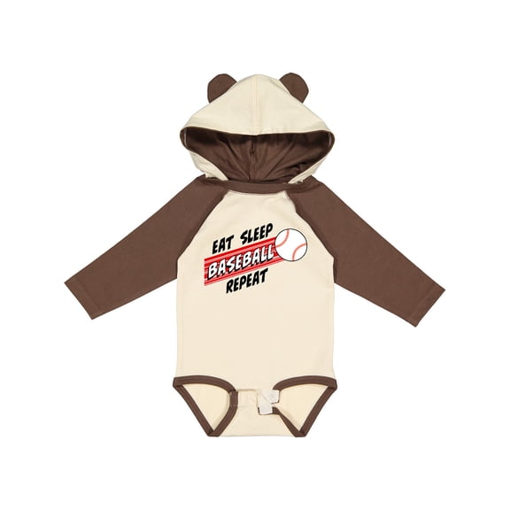 Inktastic Eat, Sleep, Baseball, Repeat Boys or Girls Long Sleeve Baby Bodysuit