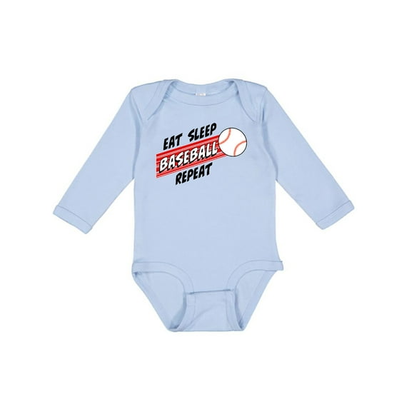 Inktastic Eat, Sleep, Baseball, Repeat Boys or Girls Long Sleeve Baby Bodysuit