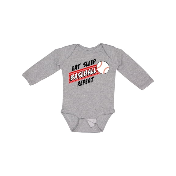 Inktastic Eat, Sleep, Baseball, Repeat Boys or Girls Long Sleeve Baby Bodysuit