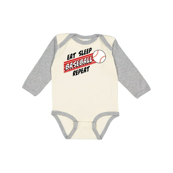 Inktastic Eat, Sleep, Baseball, Repeat Boys or Girls Long Sleeve Baby Bodysuit
