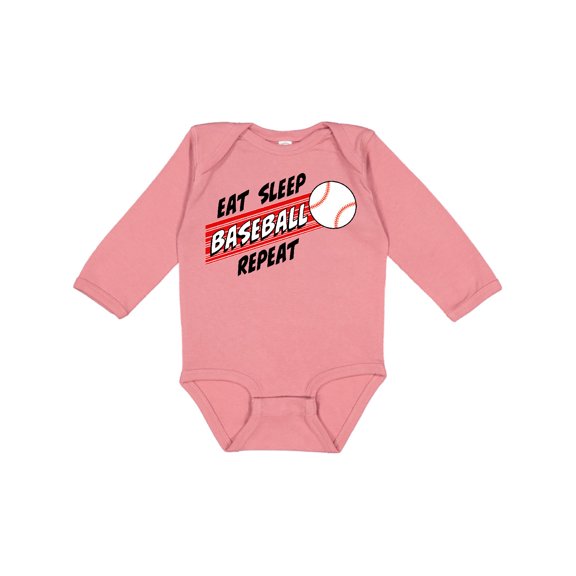 Inktastic Eat, Sleep, Baseball, Repeat Boys or Girls Long Sleeve Baby Bodysuit