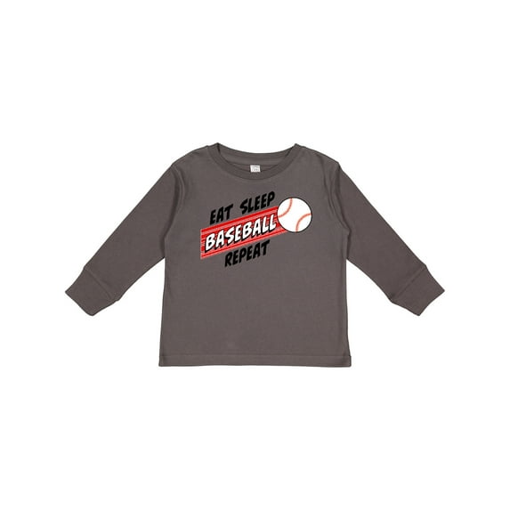 Inktastic Eat, Sleep, Baseball, Repeat Boys or Girls Long Sleeve Toddler T-Shirt