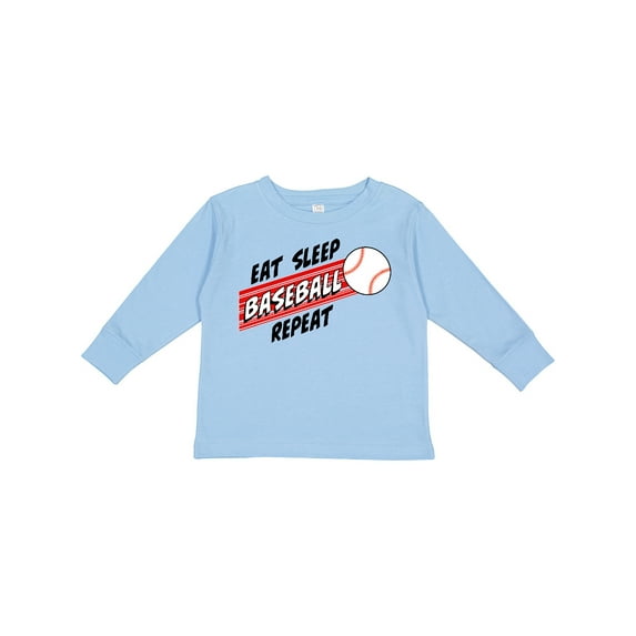 Inktastic Eat, Sleep, Baseball, Repeat Boys or Girls Long Sleeve Toddler T-Shirt