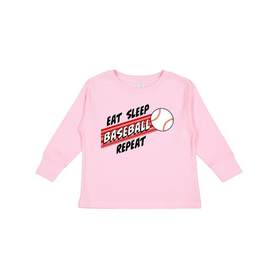 Inktastic Eat, Sleep, Baseball, Repeat Boys or Girls Long Sleeve Toddler T-Shirt