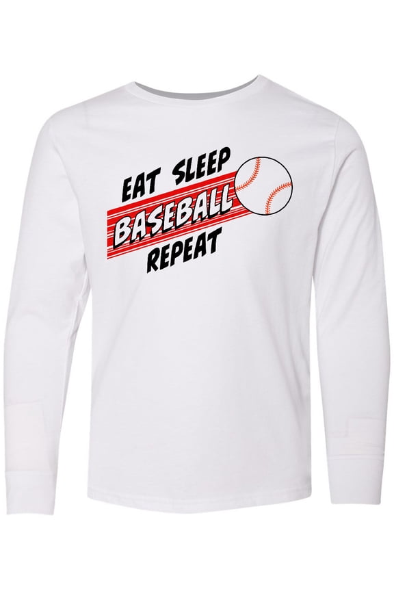 Eat, Sleep, Baseball, Repeat Long Sleeve Youth T-Shirt