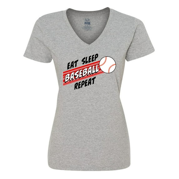 Inktastic Eat, Sleep, Baseball, Repeat Women's V-Neck T-Shirt