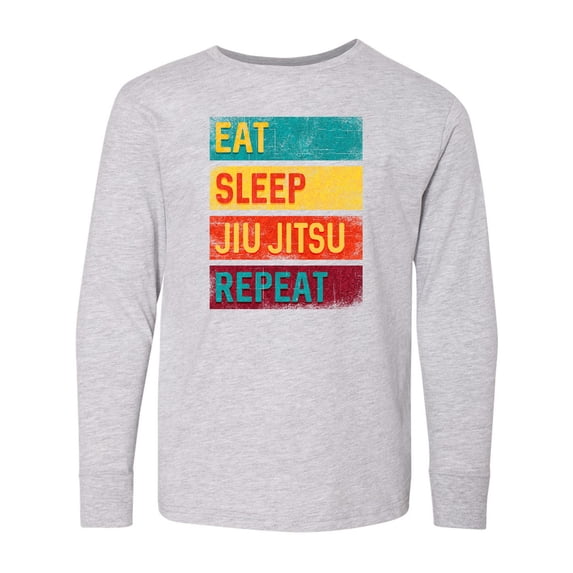 Inktastic Eat Sleep Jiu Jitsu Repeat Long Sleeve Youth T-Shirt