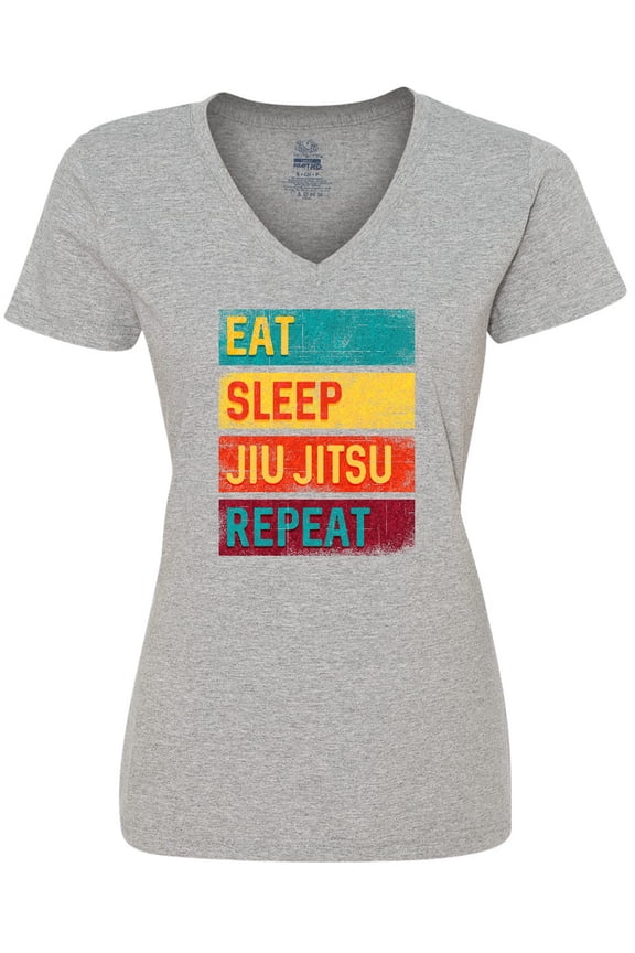 Eat Sleep Jiu Jitsu Repeat Women's V-Neck T-Shirt
