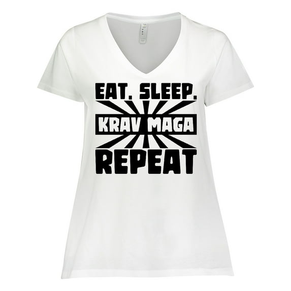 Inktastic Eat, Sleep, Krav Maga, Repeat Women's Plus Size V-Neck T-Shirt