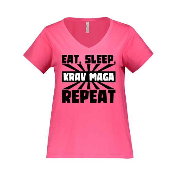 Inktastic Eat, Sleep, Krav Maga, Repeat Women's Plus Size V-Neck T-Shirt