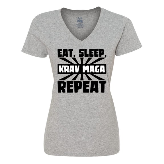 Inktastic Eat, Sleep, Krav Maga, Repeat Women's V-Neck T-Shirt