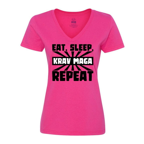 Inktastic Eat, Sleep, Krav Maga, Repeat Women's V-Neck T-Shirt