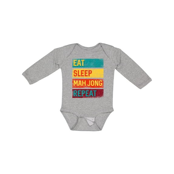 Inktastic Eat Sleep Mah Jong Repeat Boys or Girls Long Sleeve Baby Bodysuit