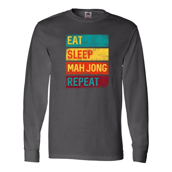 Inktastic Eat Sleep Mah Jong Repeat Long Sleeve T-Shirt