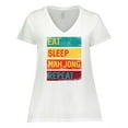 thumbnail image 1 of Inktastic Eat Sleep Mah Jong Repeat Women's Plus Size V-Neck T-Shirt, 1 of 5