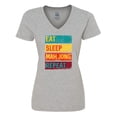 thumbnail image 1 of Inktastic Eat Sleep Mah Jong Repeat Women's V-Neck T-Shirt, 1 of 5