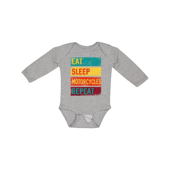 Inktastic Eat Sleep Motorcycles Repeat Boys or Girls Long Sleeve Baby Bodysuit