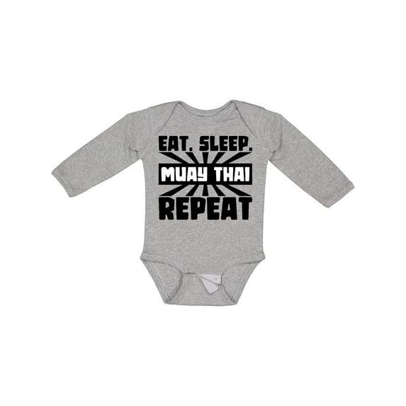 Inktastic Eat, Sleep, Muay Thai, Repeat Boys or Girls Long Sleeve Baby Bodysuit