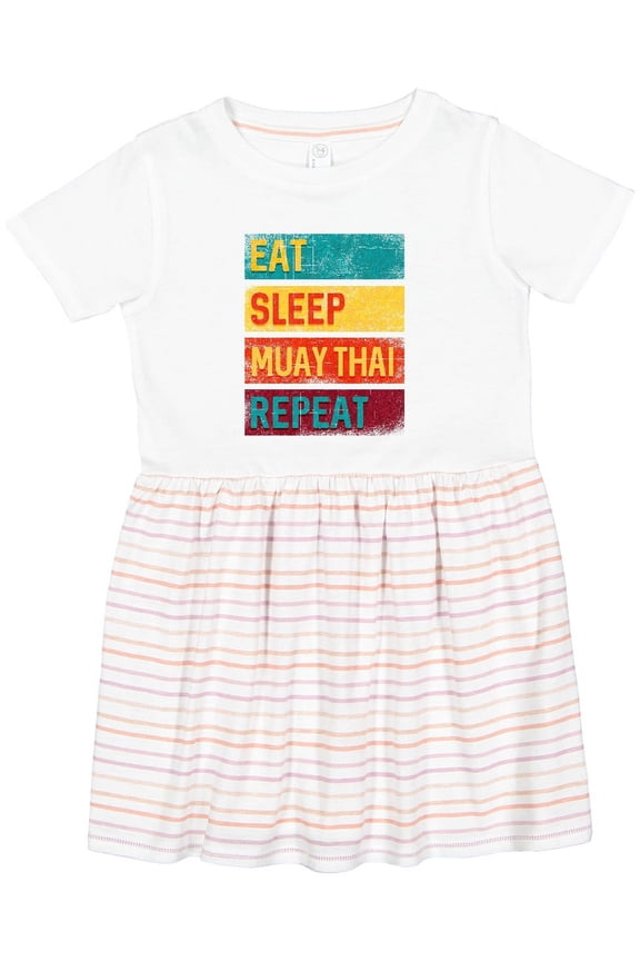 Eat Sleep Muay Thai Repeat Girls Toddler Dress