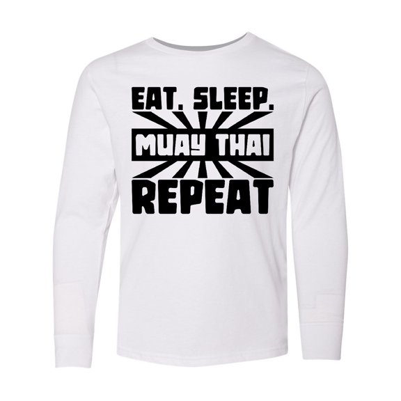 Inktastic Eat, Sleep, Muay Thai, Repeat Long Sleeve Youth T-Shirt
