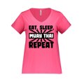 thumbnail image 1 of Inktastic Eat, Sleep, Muay Thai, Repeat Women's Plus Size V-Neck T-Shirt, 1 of 4
