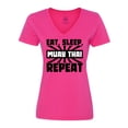 thumbnail image 1 of Inktastic Eat, Sleep, Muay Thai, Repeat Women's V-Neck T-Shirt, 1 of 5