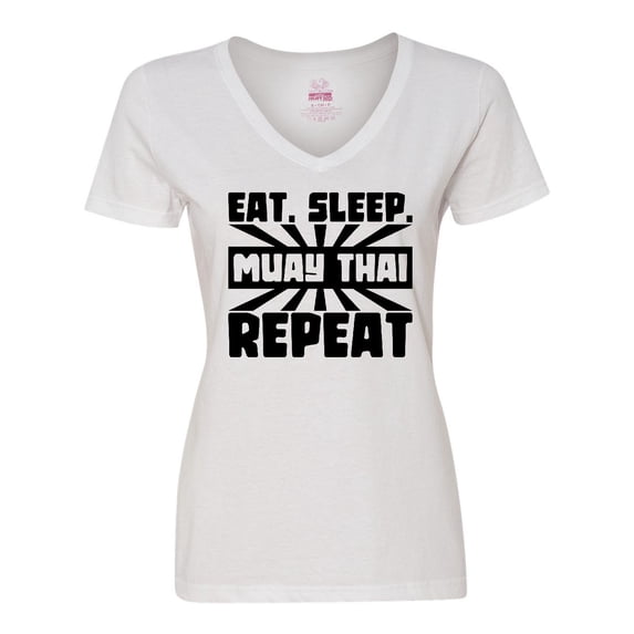 Inktastic Eat, Sleep, Muay Thai, Repeat Women's V-Neck T-Shirt