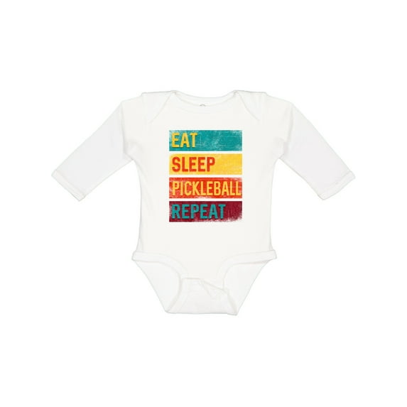 Inktastic Eat Sleep Pickleball Repeat Boys or Girls Long Sleeve Baby Bodysuit