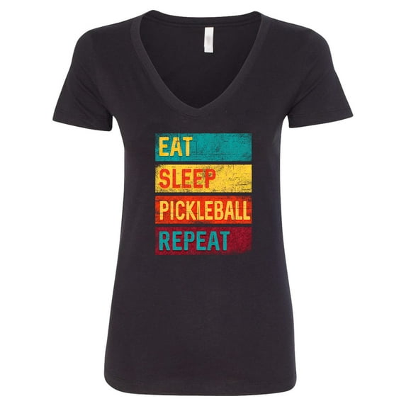 Inktastic Eat Sleep Pickleball Repeat Women's V-Neck T-Shirt