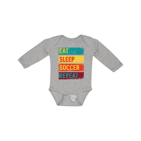 Inktastic Eat Sleep Soccer Repeat Boys or Girls Long Sleeve Baby Bodysuit