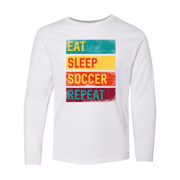 Inktastic Eat Sleep Soccer Repeat Long Sleeve Youth T-Shirt