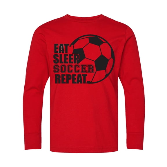 Inktastic Eat Sleep Soccer Repeat Long Sleeve Youth T-Shirt