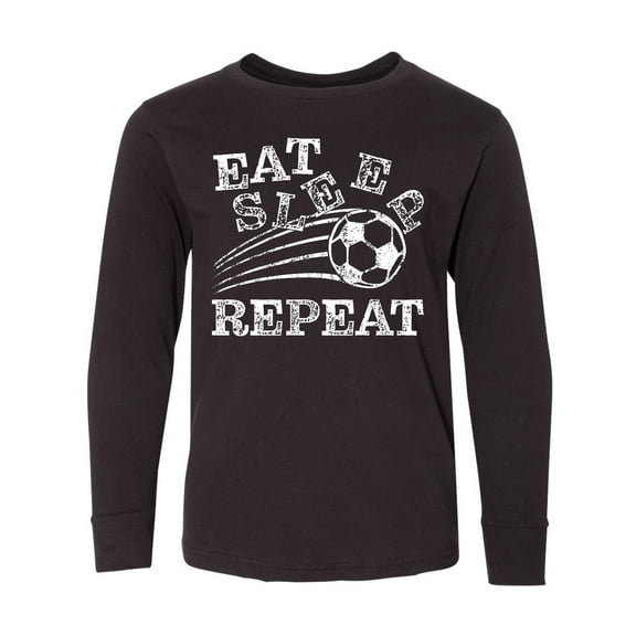 Inktastic Eat Sleep Soccer Repeat Long Sleeve Youth T-Shirt