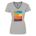 thumbnail image 1 of Inktastic Eat Sleep Soccer Repeat Women's V-Neck T-Shirt, 1 of 5