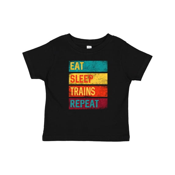 Inktastic Eat Sleep Trains Repeat Boys or Girls Baby T-Shirt
