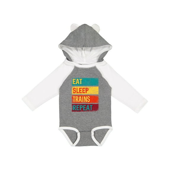 Inktastic Eat Sleep Trains Repeat Boys or Girls Long Sleeve Baby Bodysuit