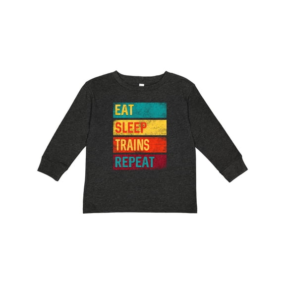 Inktastic Eat Sleep Trains Repeat Boys or Girls Long Sleeve Toddler T-Shirt