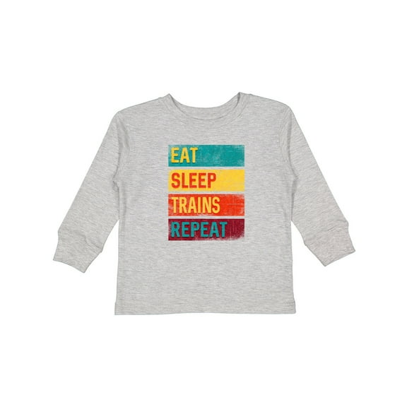 Inktastic Eat Sleep Trains Repeat Boys or Girls Long Sleeve Toddler T-Shirt