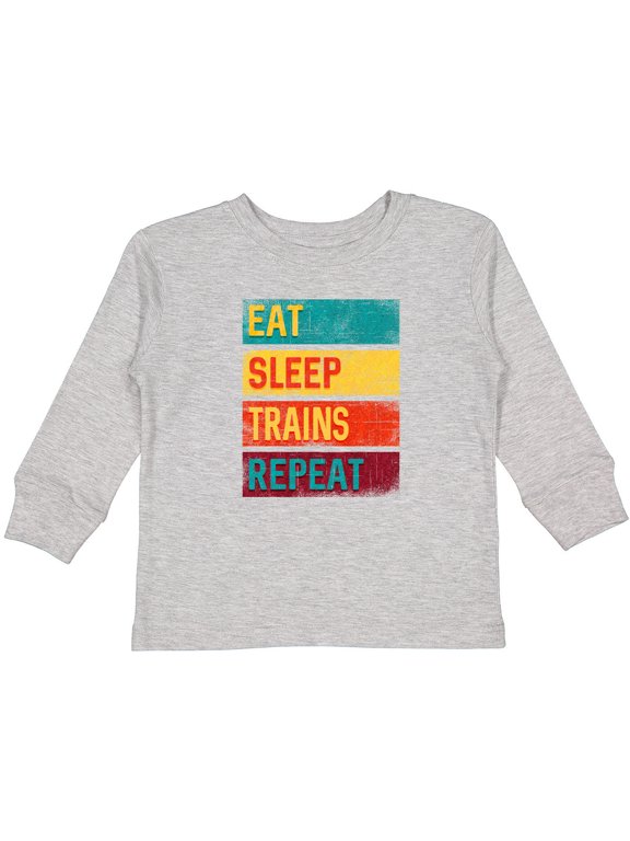 Eat Sleep Trains Repeat Boys or Girls Long Sleeve Toddler T-Shirt
