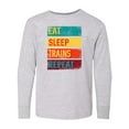 thumbnail image 1 of Inktastic Eat Sleep Trains Repeat Long Sleeve Youth T-Shirt, 1 of 5